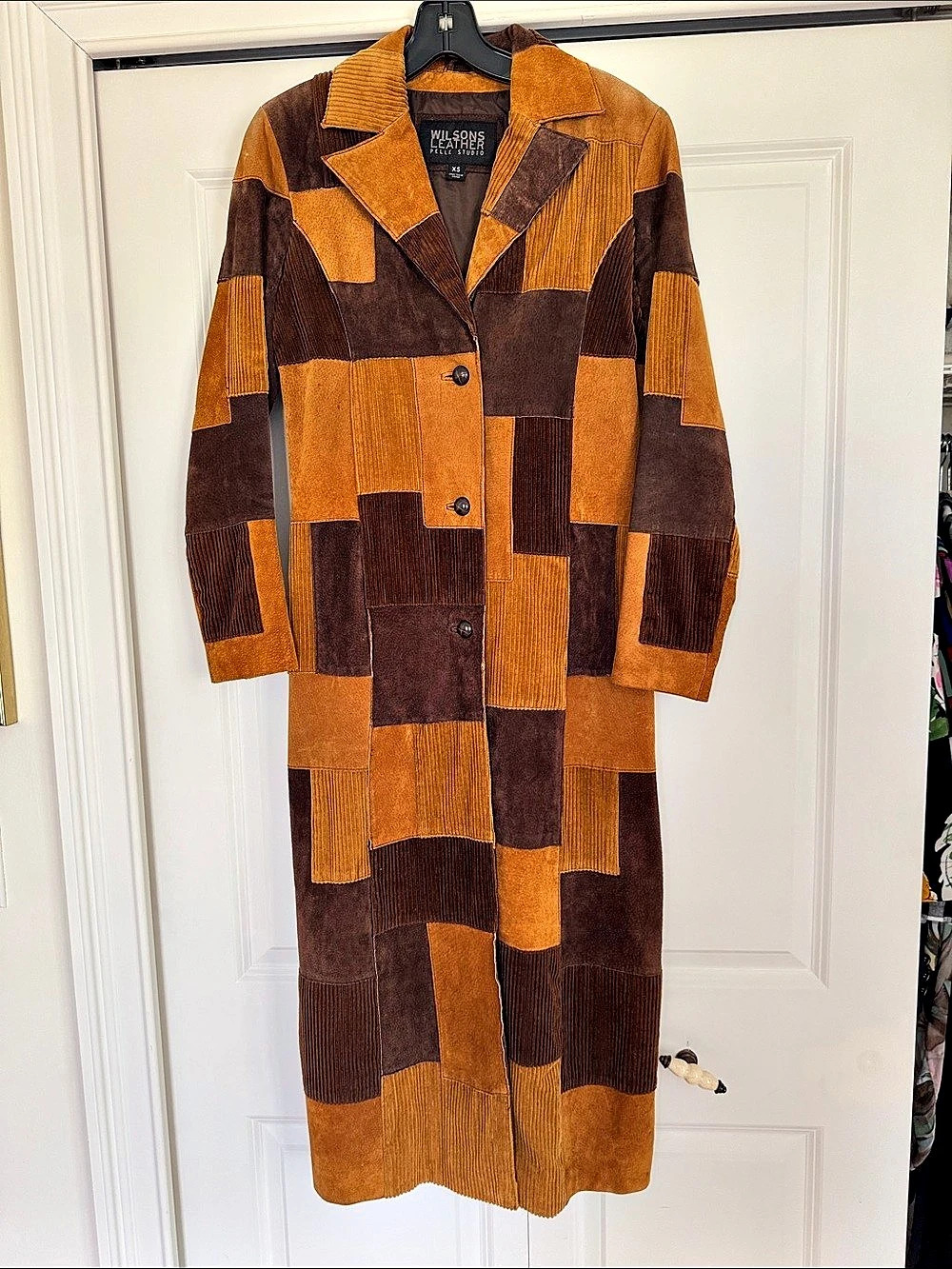 Vintage Wilsons Leather Patchwork Leather Duster Coat XS Like New